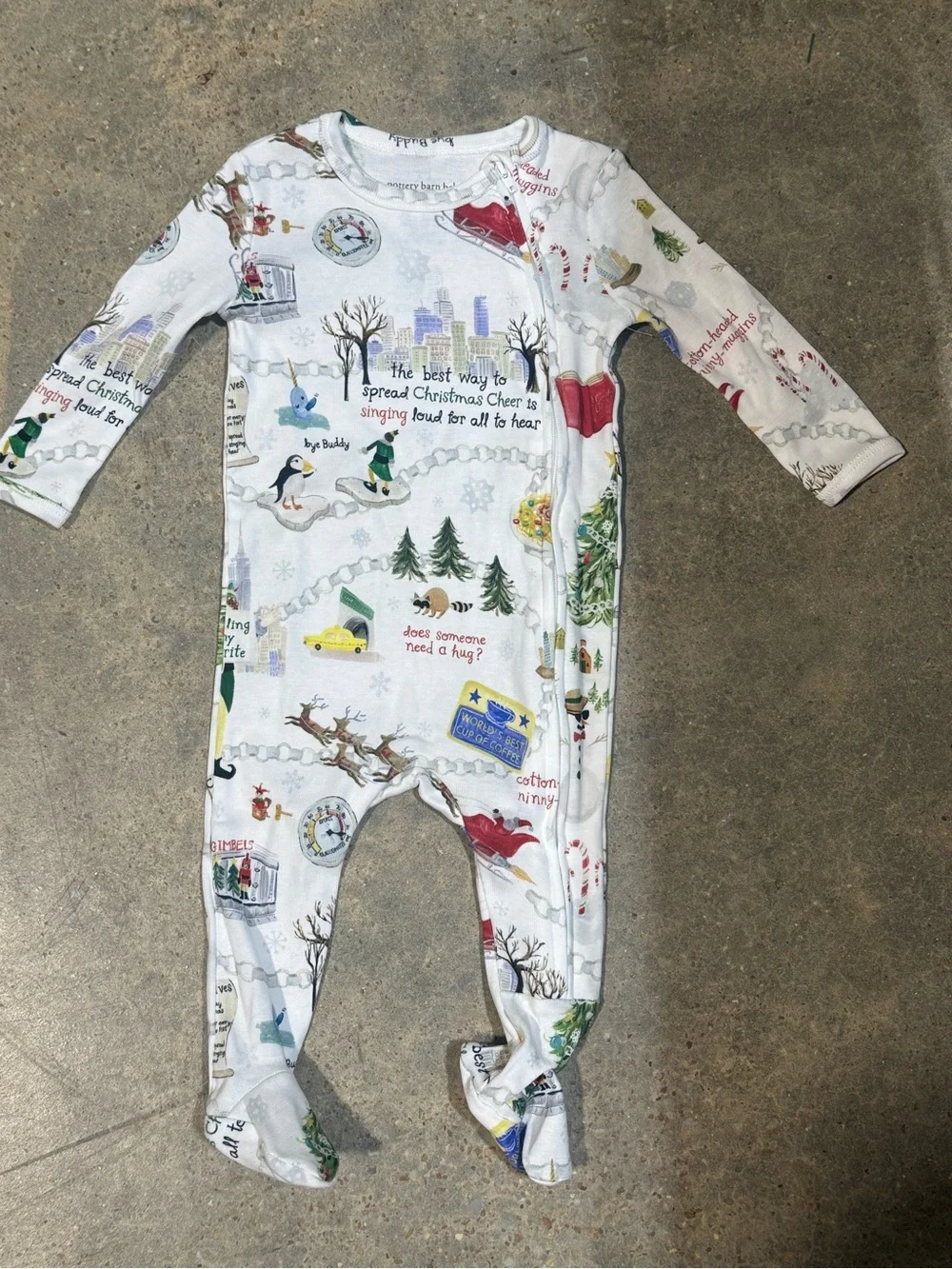 NWT Pottery Barn Kids Buddy the ELF Movie Pajamas Organic Sleeper 3-6 months 3/6